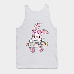 Vintage Happy Easter Bunny 5th Grade Teacher For Girls Kids Tank Top